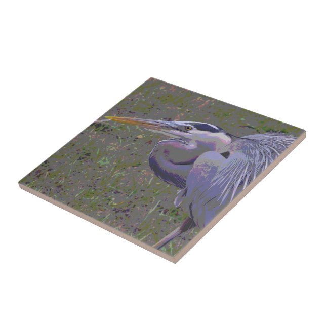 Great Blue Heron Challenge Ceramic Tile (Side)