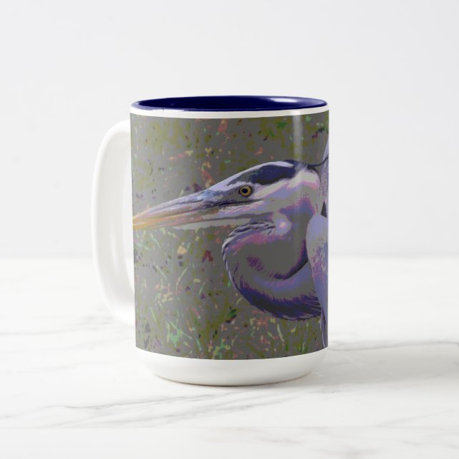 Great Blue Heron Challenge Two-Tone Coffee Mug (Front Left)