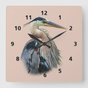 Great Blue Heron Customisable Square Wall Clock