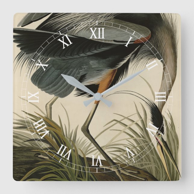 Great Blue Heron from Audubon's Birds of America Square Wall Clock (Front)
