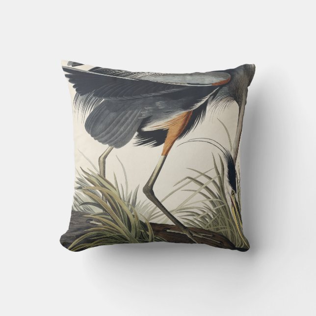 Great Blue Heron from Birds of America Cushion (Front)
