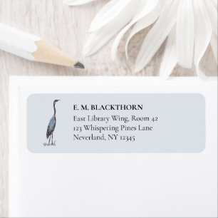 Great Blue Heron Hand-Drawn Victorian Address Return Address Label