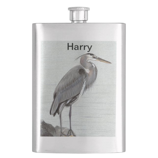 Great Blue Heron Hip Flask (Front)