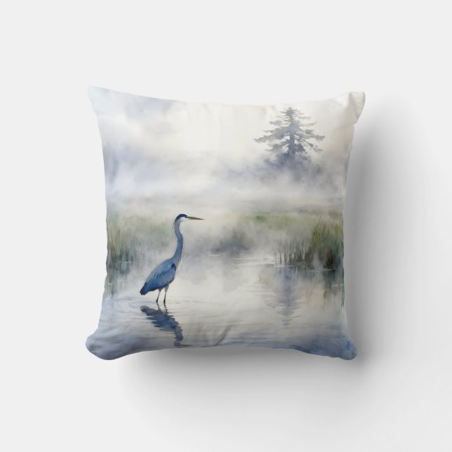 Great Blue Heron in a Salt Marsh Cushion (Front)