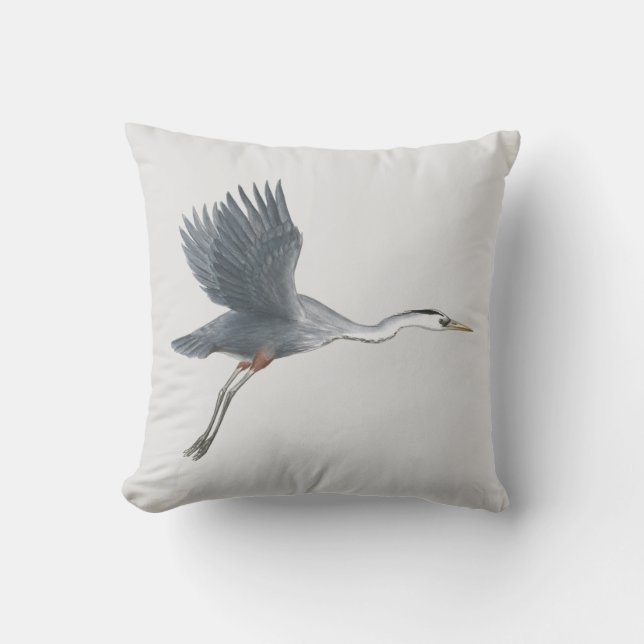 Great Blue Heron in Flight Cushion (Front)