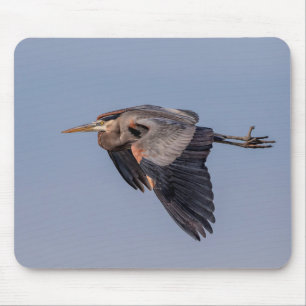 Great Blue Heron in flight Mouse Pad