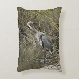 Great Blue Heron In Salt Marsh Decorative Cushion