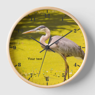 Great Blue Heron in the pond Clock