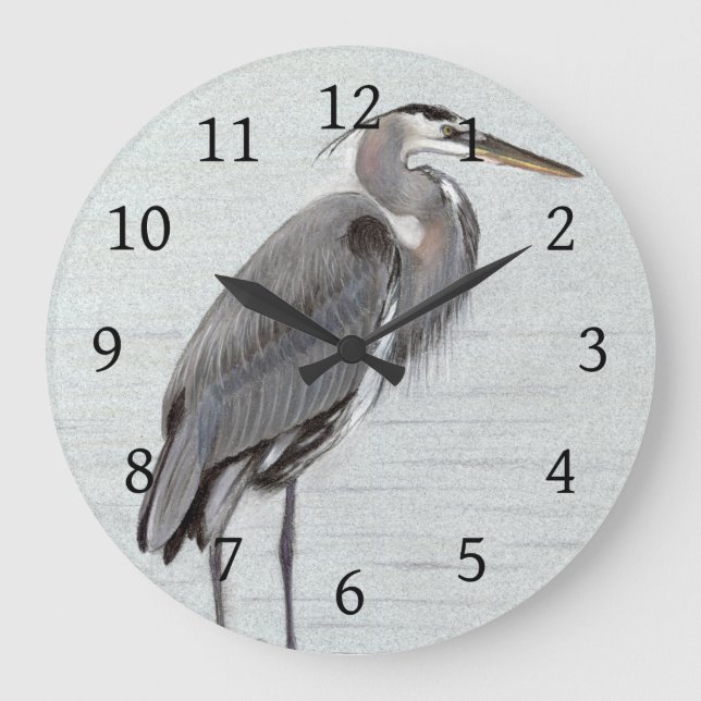 Great Blue Heron Large Clock (Front)
