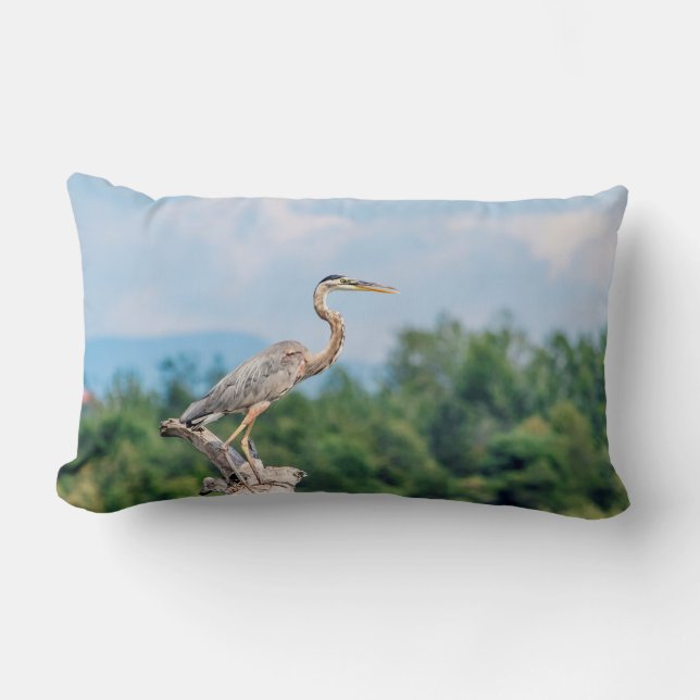 Great Blue Heron Lumbar Cushion (Front)