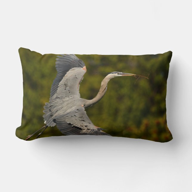 great blue heron lumbar cushion (Front)