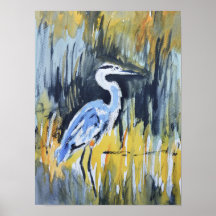 Great Blue Heron Marsh Expressionist