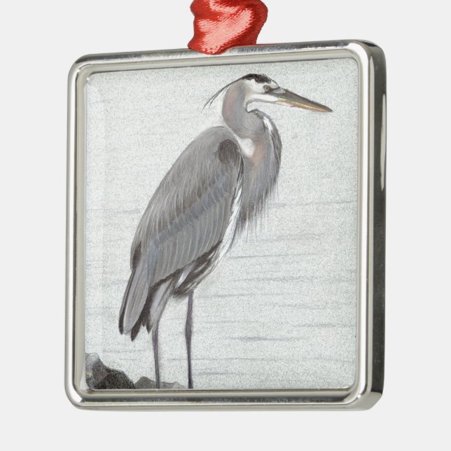 Great Blue Heron Metal Ornament (Left)