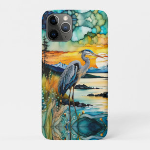 Great blue Heron Mountain sunrise iPhone 11 Pro Case