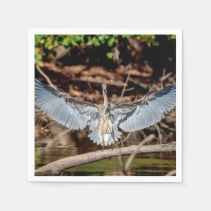 Great Blue Heron on a log Napkin
