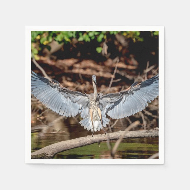 Great Blue Heron on a log Napkin (Front)