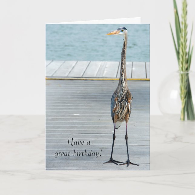 Great Blue Heron on dock Card (Front)