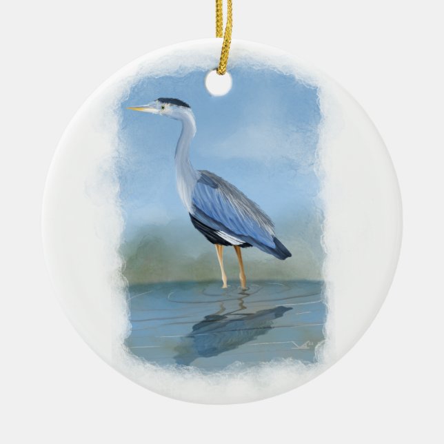 Great Blue Heron Ornament  (Front)