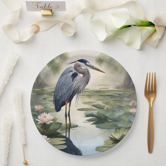 Great Blue Heron Paper Plate (Wedding)
