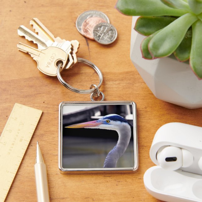 Great Blue Heron Profile Key Ring (Desk)