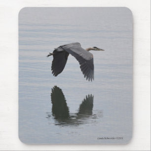Great Blue Heron Reflection Mouse Pad