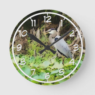 Great Blue Heron Round Clock