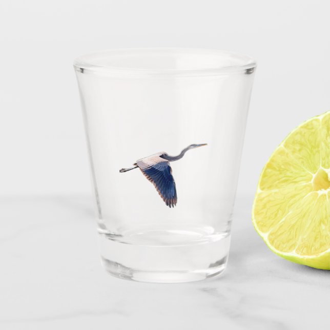 Great Blue Heron Shot Glass (Front)