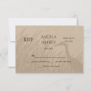 Great Blue Heron silhouette rustic wedding RSVP Card