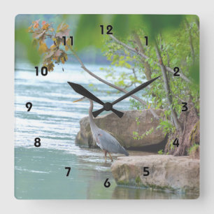 Great Blue Heron Square Wall Clock