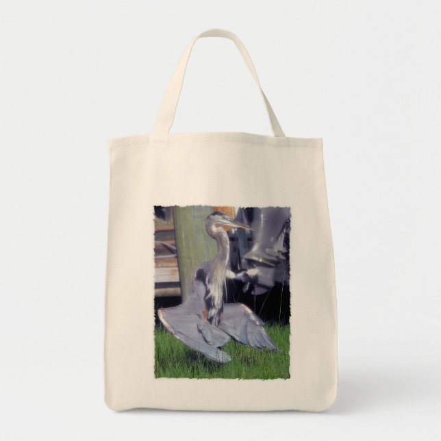 Great Blue Heron sunbathing Tote Bag (Front)