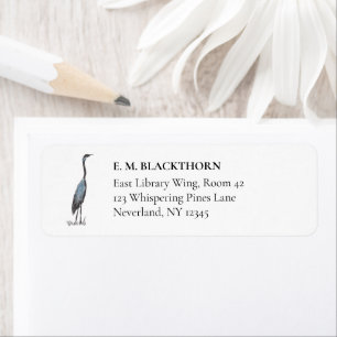 Great Blue Heron Vintage Hand-Drawn Bird Address Return Address Label