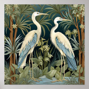 Great Blue Heron Vintage Style Poster