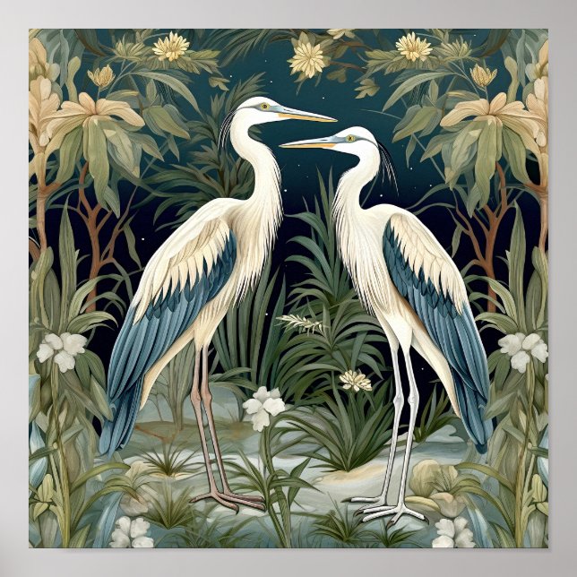Great Blue Heron Vintage Style Poster (Front)