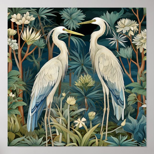 Great Blue Heron Vintage Style Poster (Front)