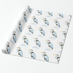 Great Blue Heron Watercolor Bird Art Wrapping Paper