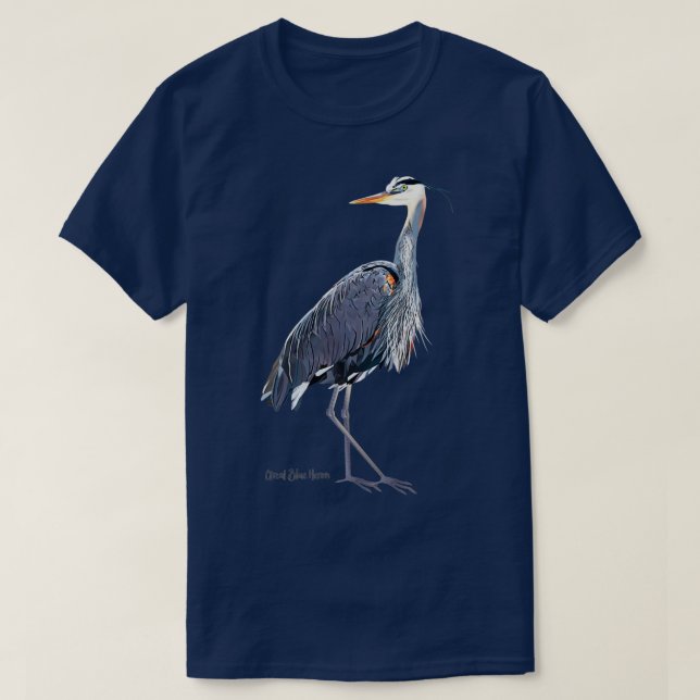 Great Blue Heron Wildlife Bird T-Shirt (Design Front)
