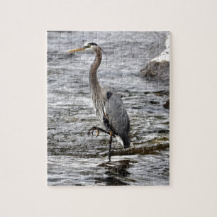 Great Blue Heron Wildlife Birdlover Photo Jigsaw Puzzle