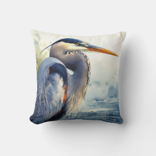 Great Blue Heron Wildlife Wetlands Bird Art Nature Cushion