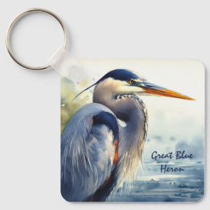Great Blue Heron Wildlife Wetlands Bird Art Nature Key Ring