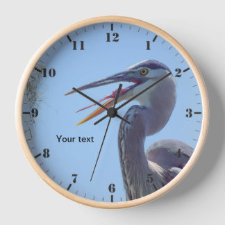 Great Blue Heron with mouth open Clock