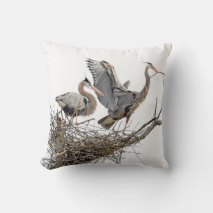 Great Blue Herons Building a Nest Cushion