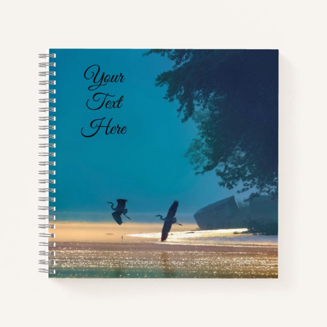 Great Blue Herons take flight over CT River  Notebook (Front)