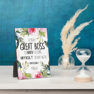 Great boss appreciation thank you gift from staff  plaque