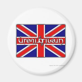 'Great Britain' ambigram on a British flag Magnet