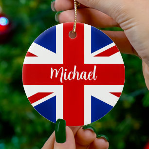 Great Britain British UK United Kingdom Flag Name Ceramic Ornament
