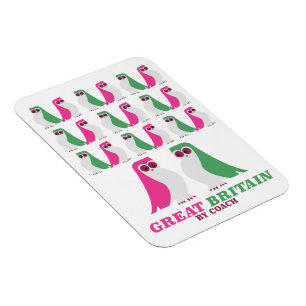 Great Britain, "by Coach" ,Owl, travel poster Magnet