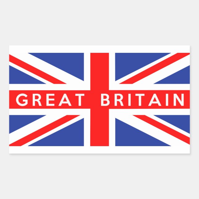 great britain country flag symbol name text rectangular sticker (Front)