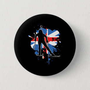 Great Britain Flag Biathlonist - British Biathlon 6 Cm Round Badge