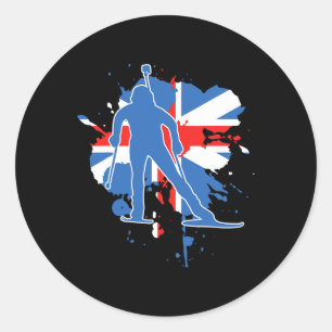 Great Britain Flag Biathlonist - British Biathlon Classic Round Sticker