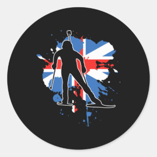 Great Britain Flag Biathlonist - British Biathlon Classic Round Sticker